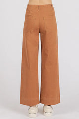 Mittoshop Twill Patch Pocket High Rise Wide Leg Pants OutfitFlow