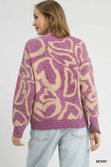 Umgee Ribbed Hem Contrast Dropped Shoulder Sweater Trendsi