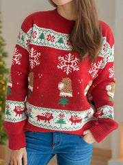 Outfit Flow - Christmas Element Round Neck Long Sleeve Sweater