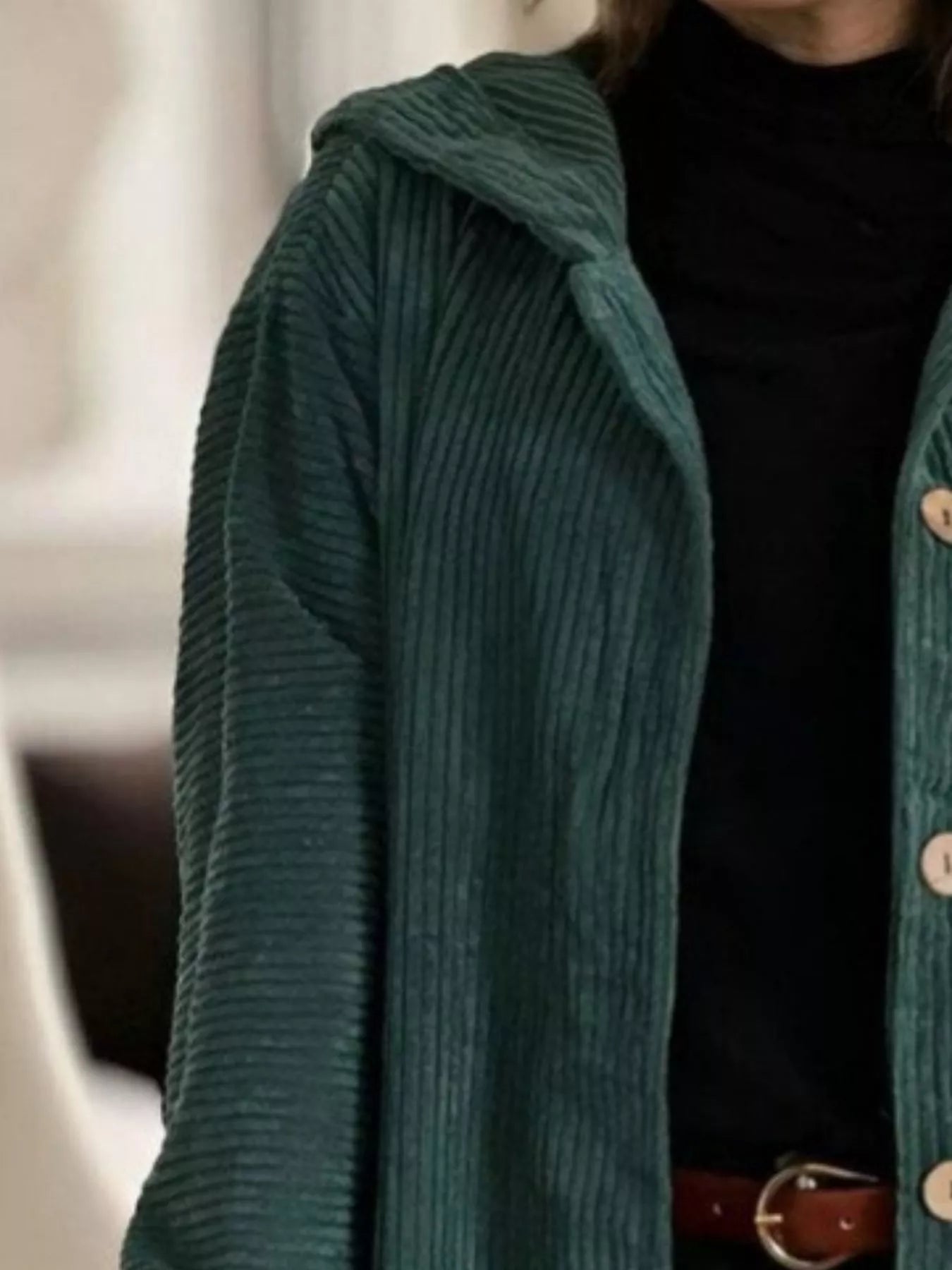 Full Size Corduroy Hooded Button-Up Jacket Plus Size OutfitFlow