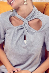 BiBi Soft Rib Knit with Twist Neck Detailed Top OutfitFlow
