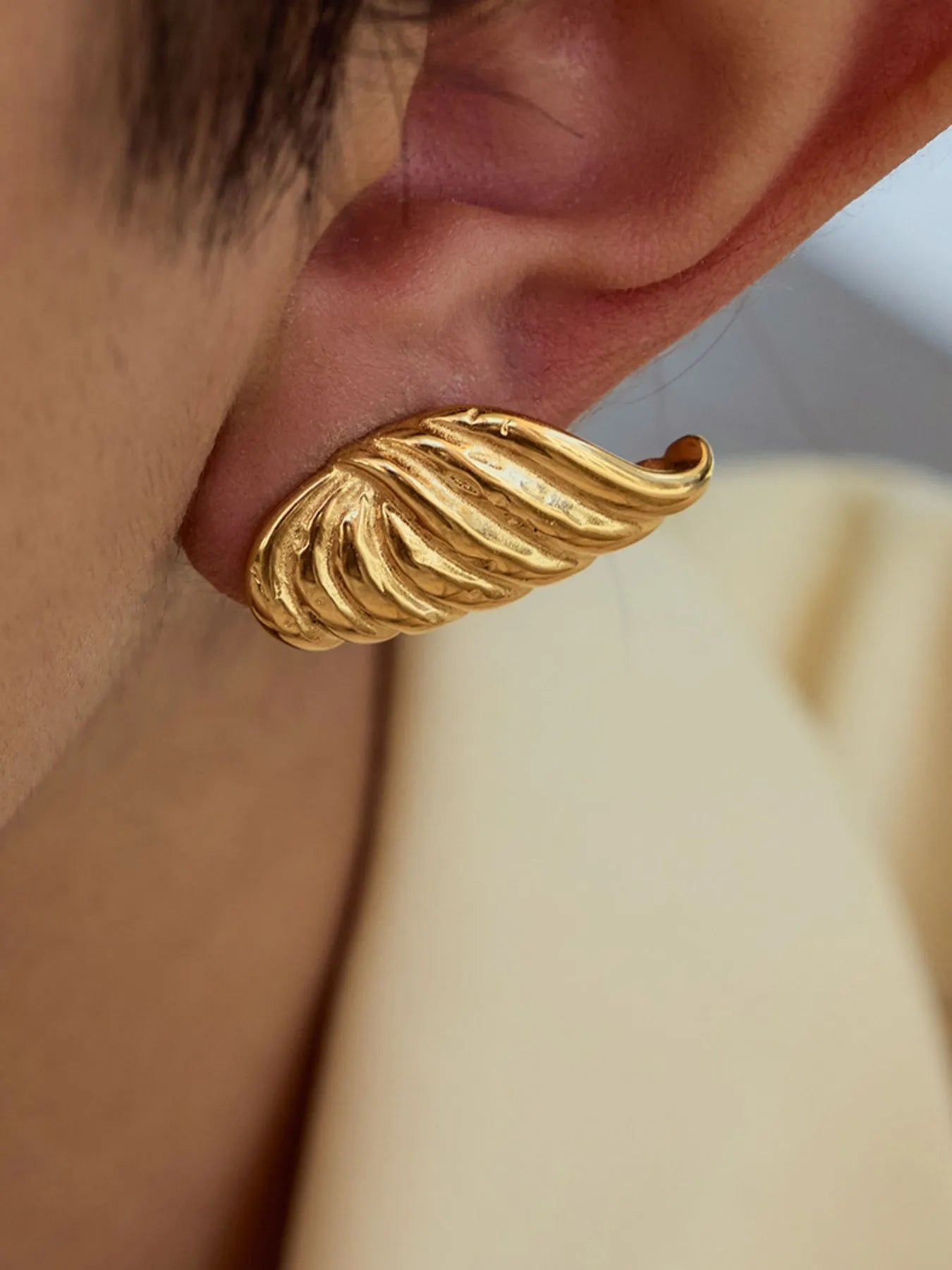 18K Gold-Plated Angel Wing Stud Earrings OutfitFlow