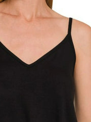 Zenana Two-Way V and Scoop Neck Reversible Spaghetti Cami OutfitFlow