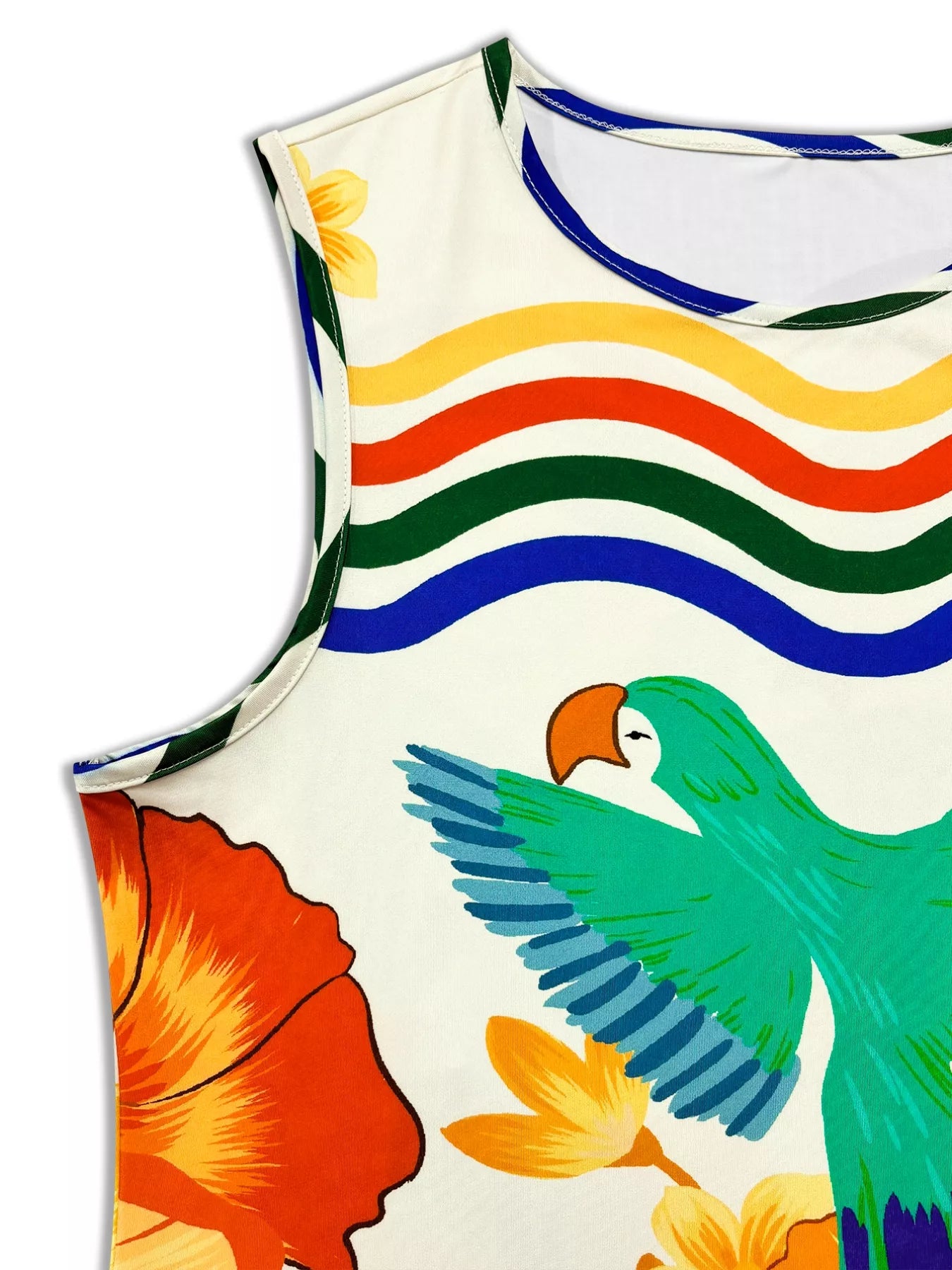 Plus Size Tropical Parrot Print Sleeveless Midi Dress Trendsi
