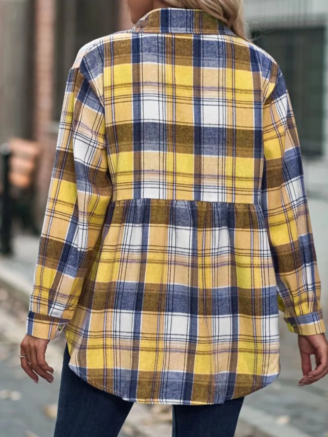 Plaid Button-Down Long Sleeve Shirt OutfitFlow