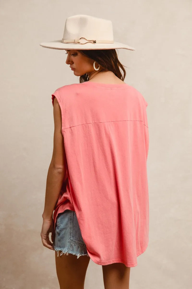 BiBi Washed Jersey With Usa Patched Raw Cut Edge Detail OutfitFlow