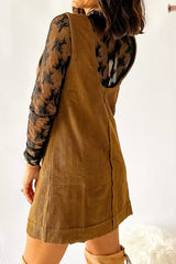 Corduroy Pocket Front Mini Overall Dress Trendsi