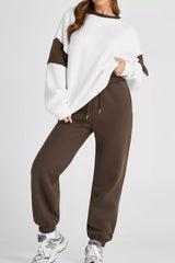 Drop Shoulder Loose Sweatshirt and Joggers Active Set OutfitFlow