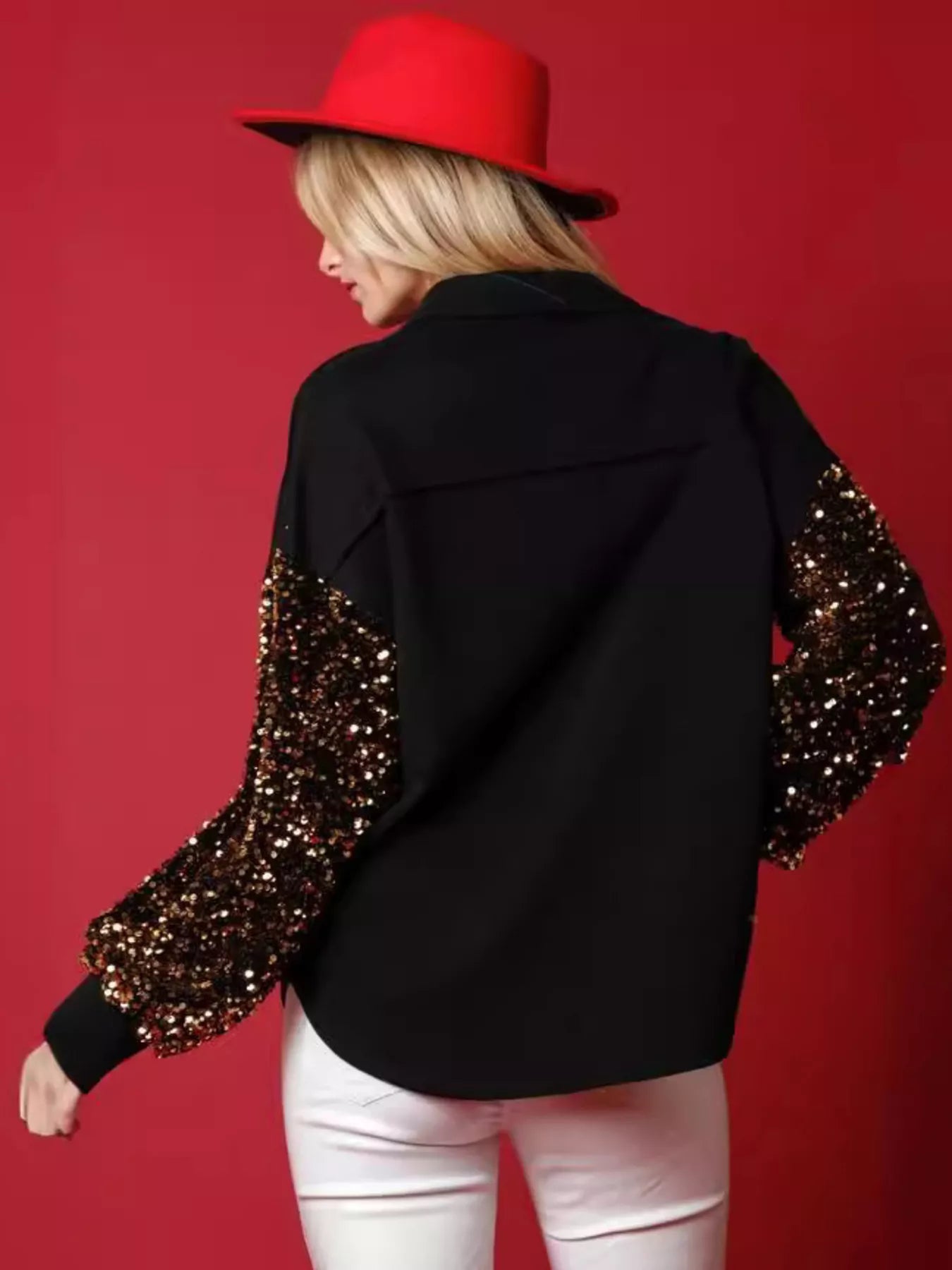 Christmas Santa Sequin Long Sleeve Shirt OutfitFlow