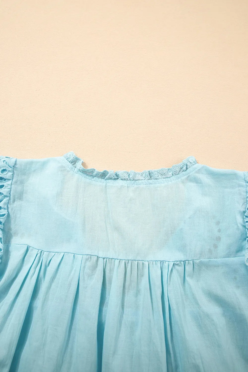Eyelet Lace Trim Puff Sleeve Blouse OutfitFlow