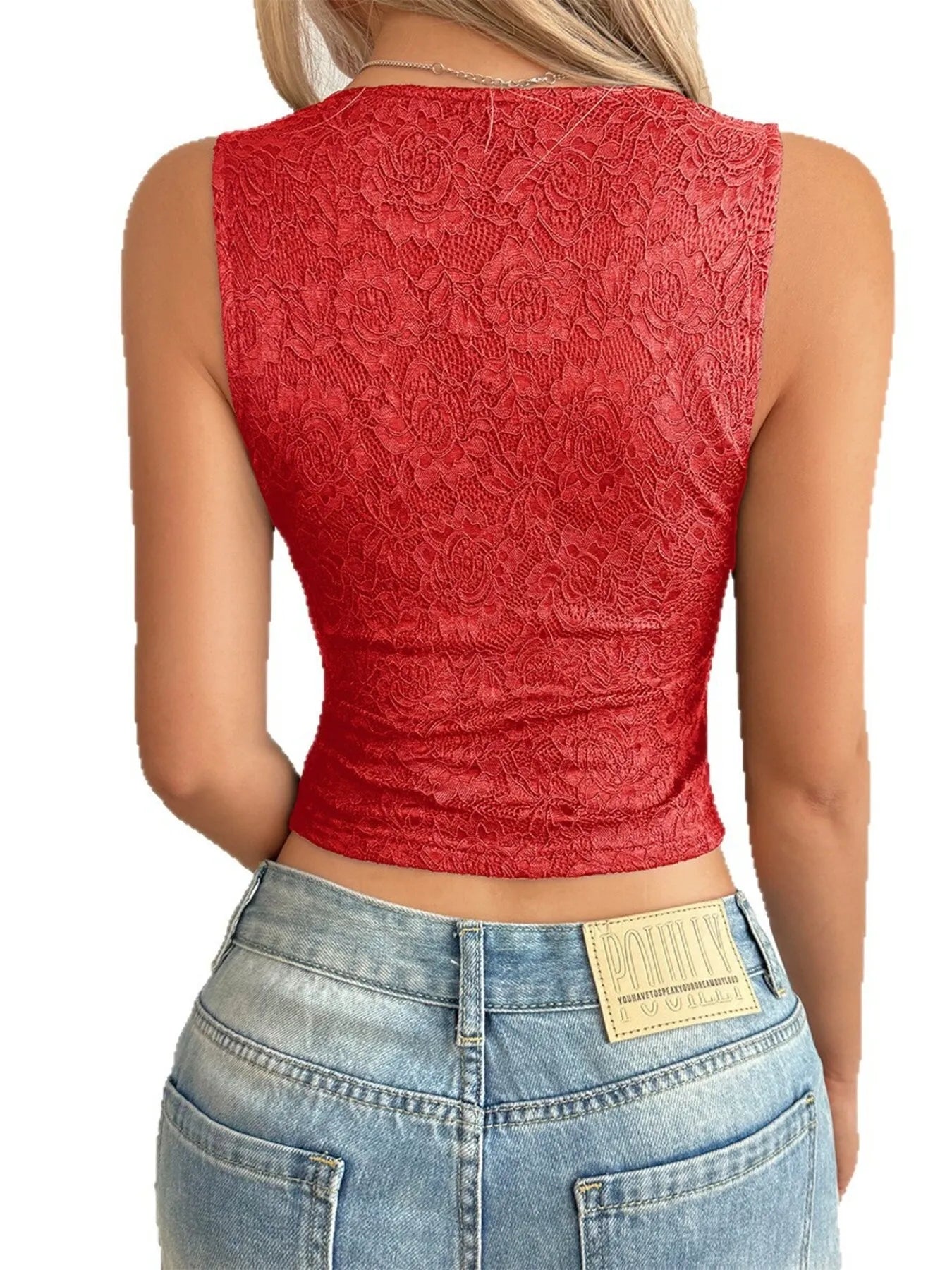 Lace V-Neck Cami Top with Scalloped Hem OutfitFlow