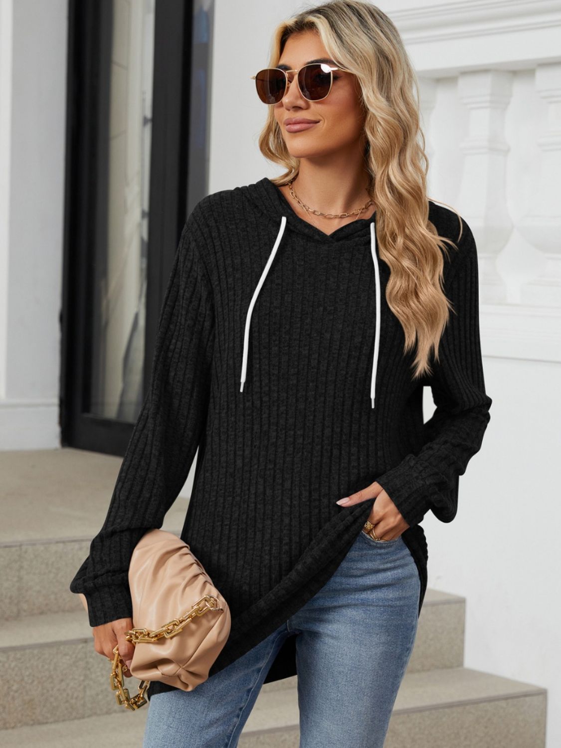 Outfit Flow - Drawstring Long Sleeve Hoodie