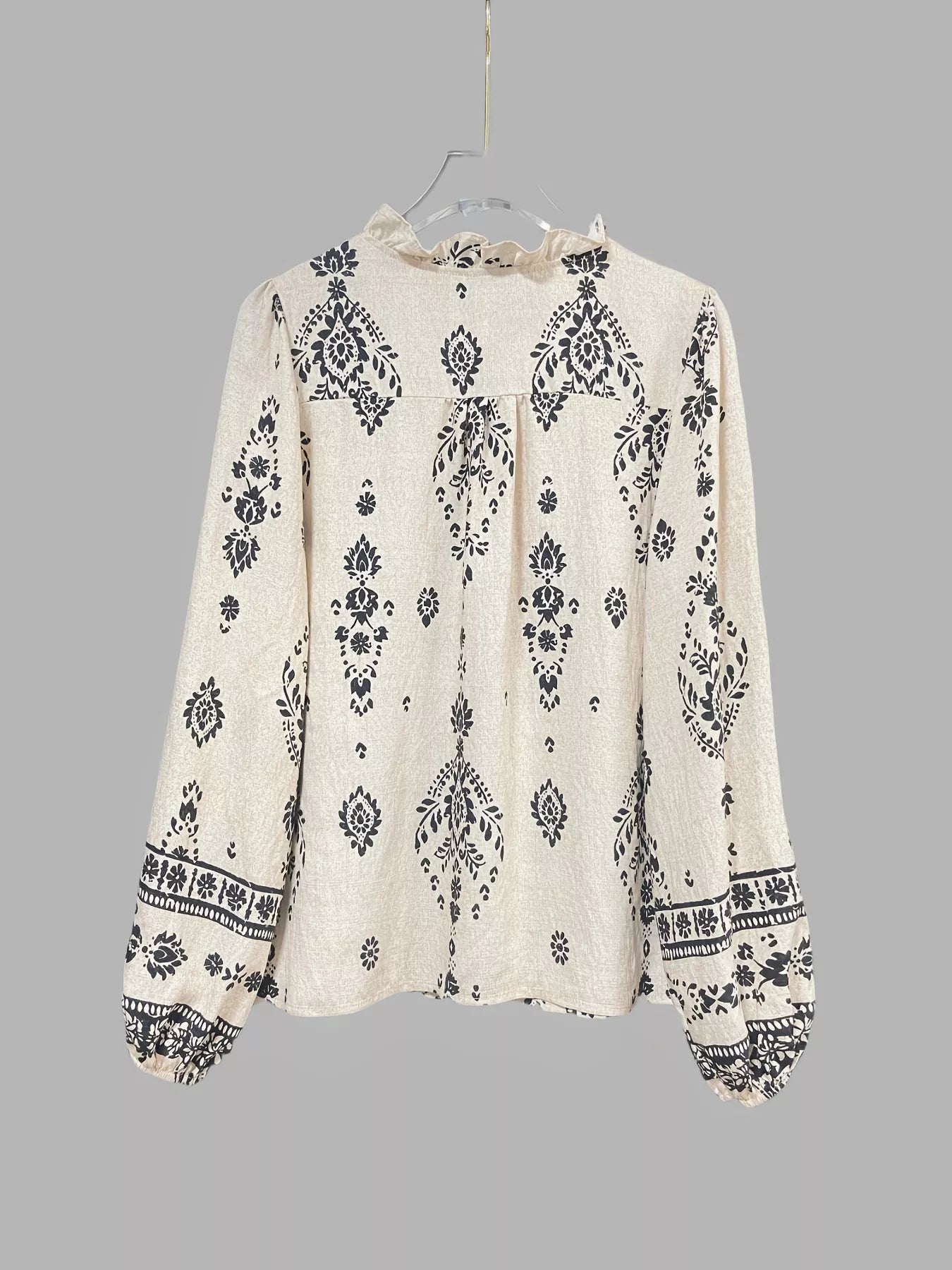 Printed Long Sleeve Blouse OutfitFlow