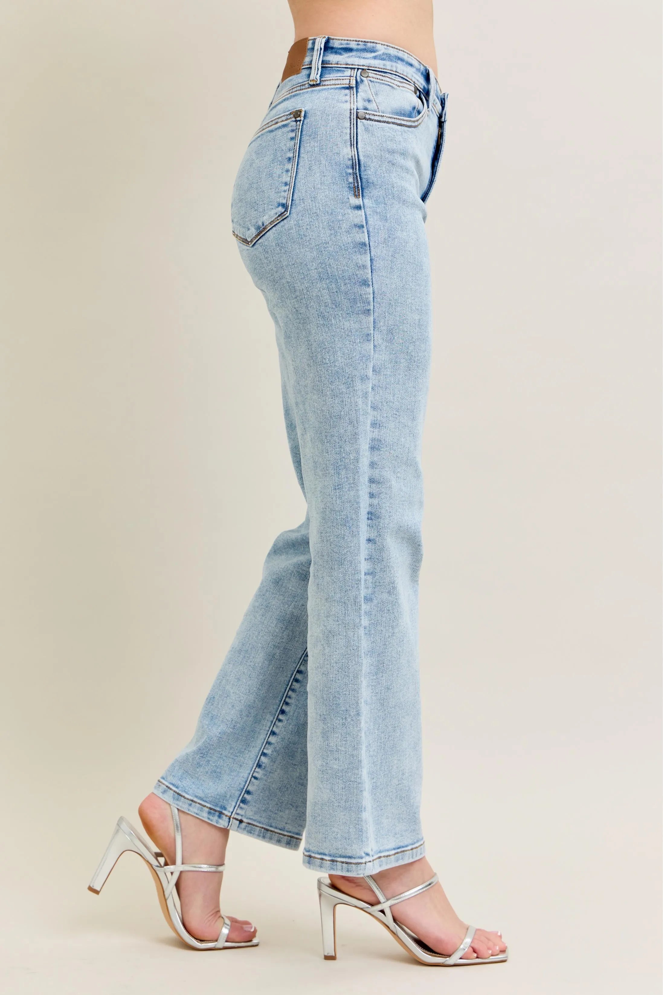 Judy Blue Full Size High Waist Stone Wash Straight Jeans Plus Size OutfitFlow