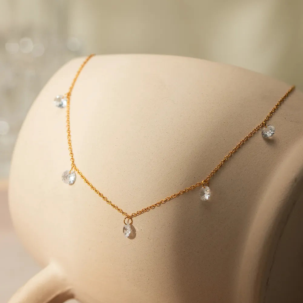 Stainless Steel Rhinestone Charm Necklace OutfitFlow