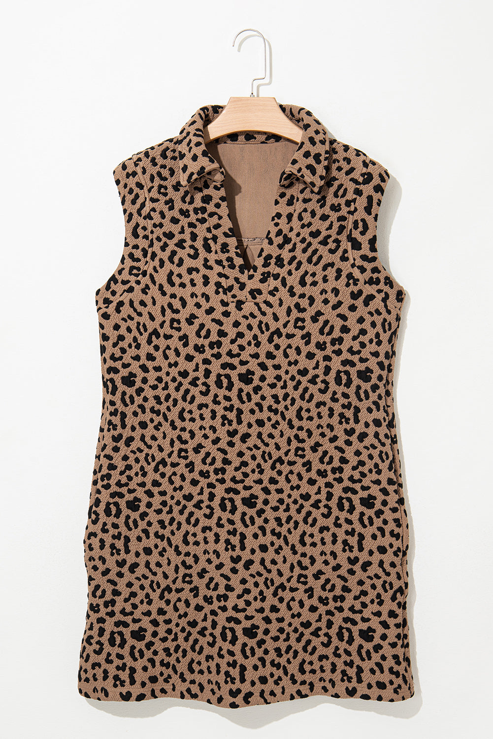 Outfit Flow - Leopard Johnny Collar Sleeveless Mini Dress