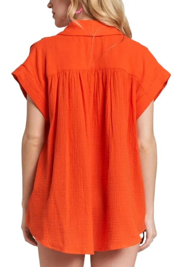 ADORA Button Down Solid Shirt W Pockets OutfitFlow