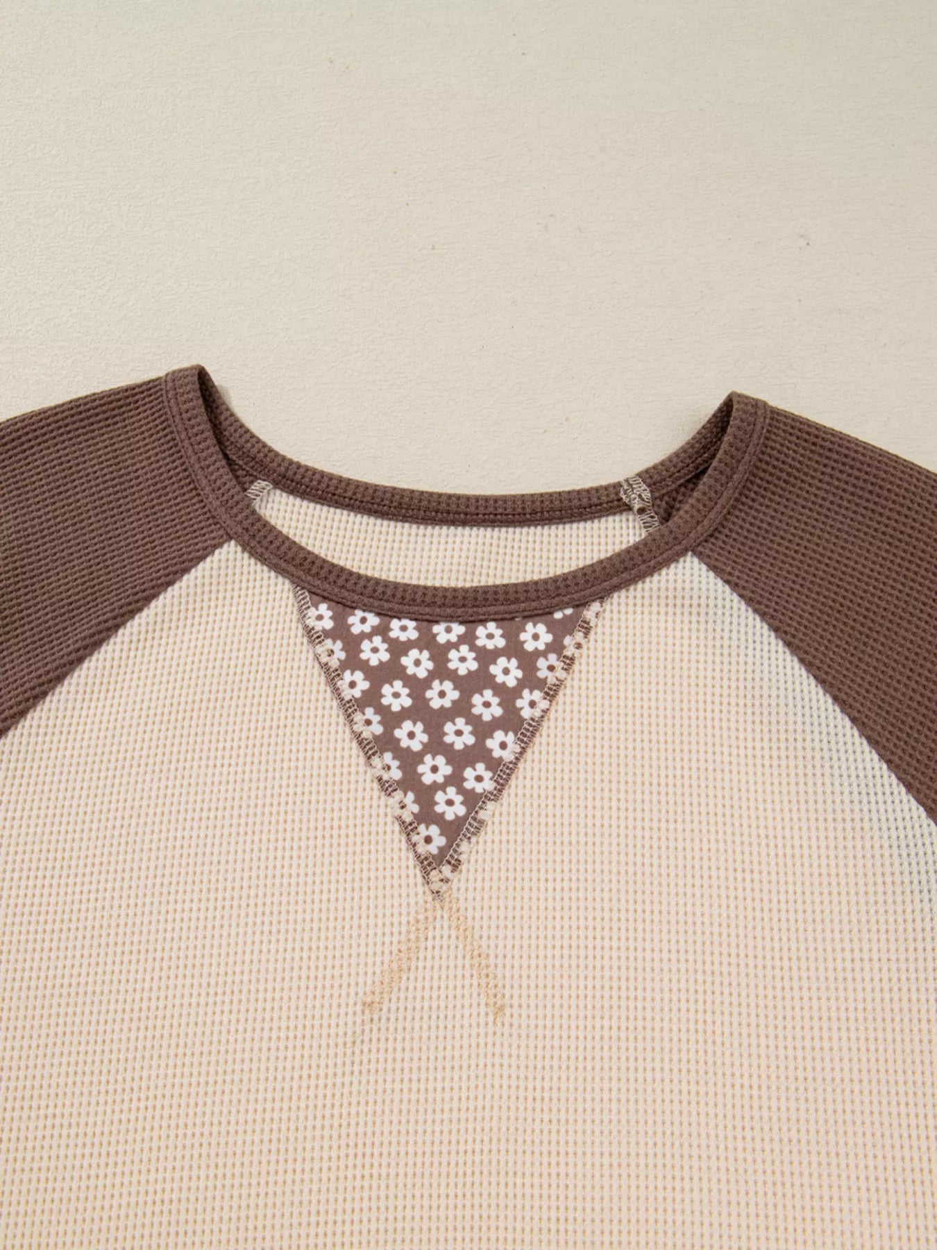 Floral Print Patchwork Color Block Long Sleeve Top Trendsi