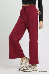 Umgee Cable Knit Textured Wide Leg Pants OutfitFlow