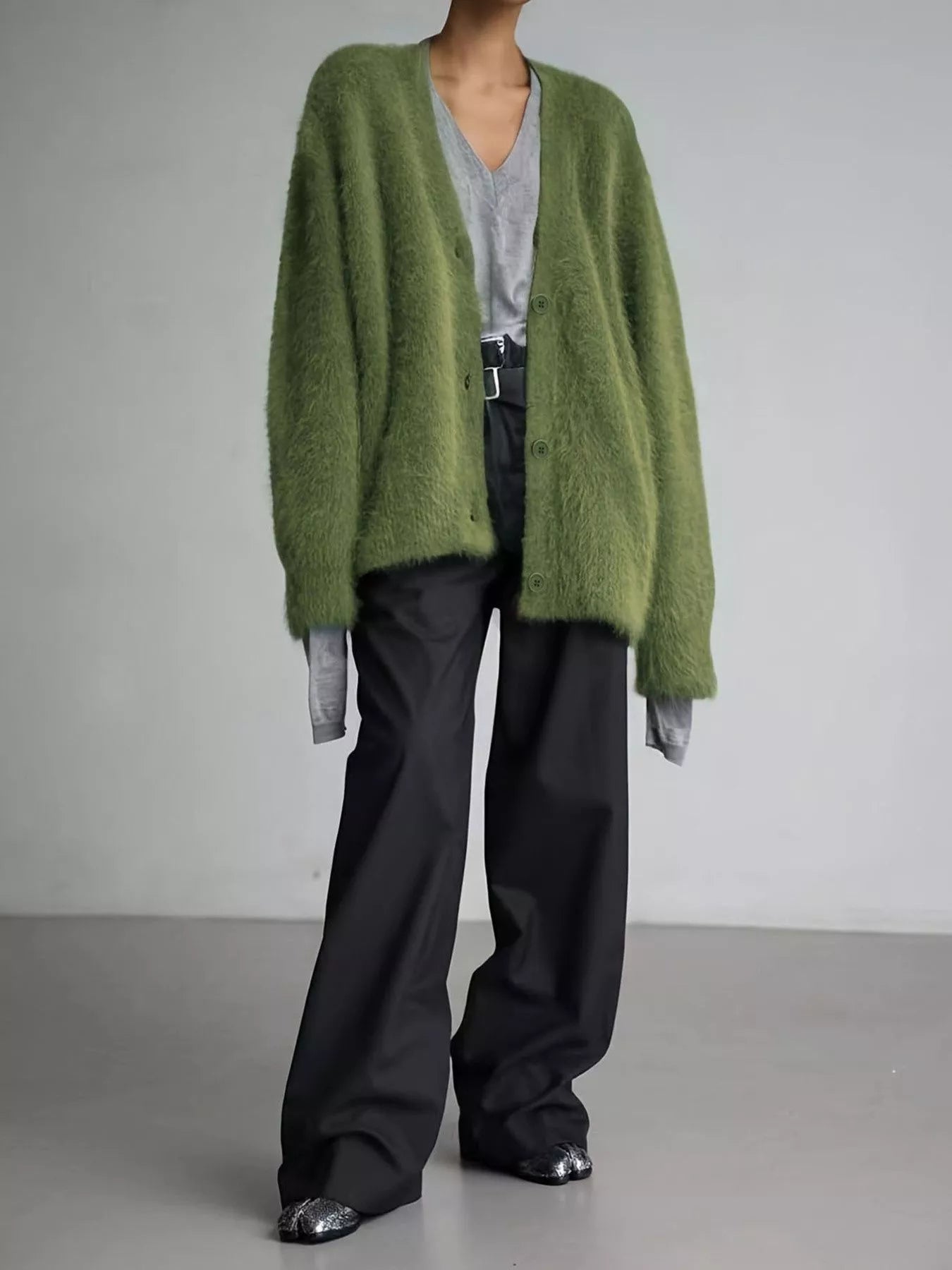 V-Neck Button-Down Cardigan OutfitFlow