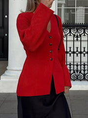 V-Neck Button-Down Knit Cardigan OutfitFlow