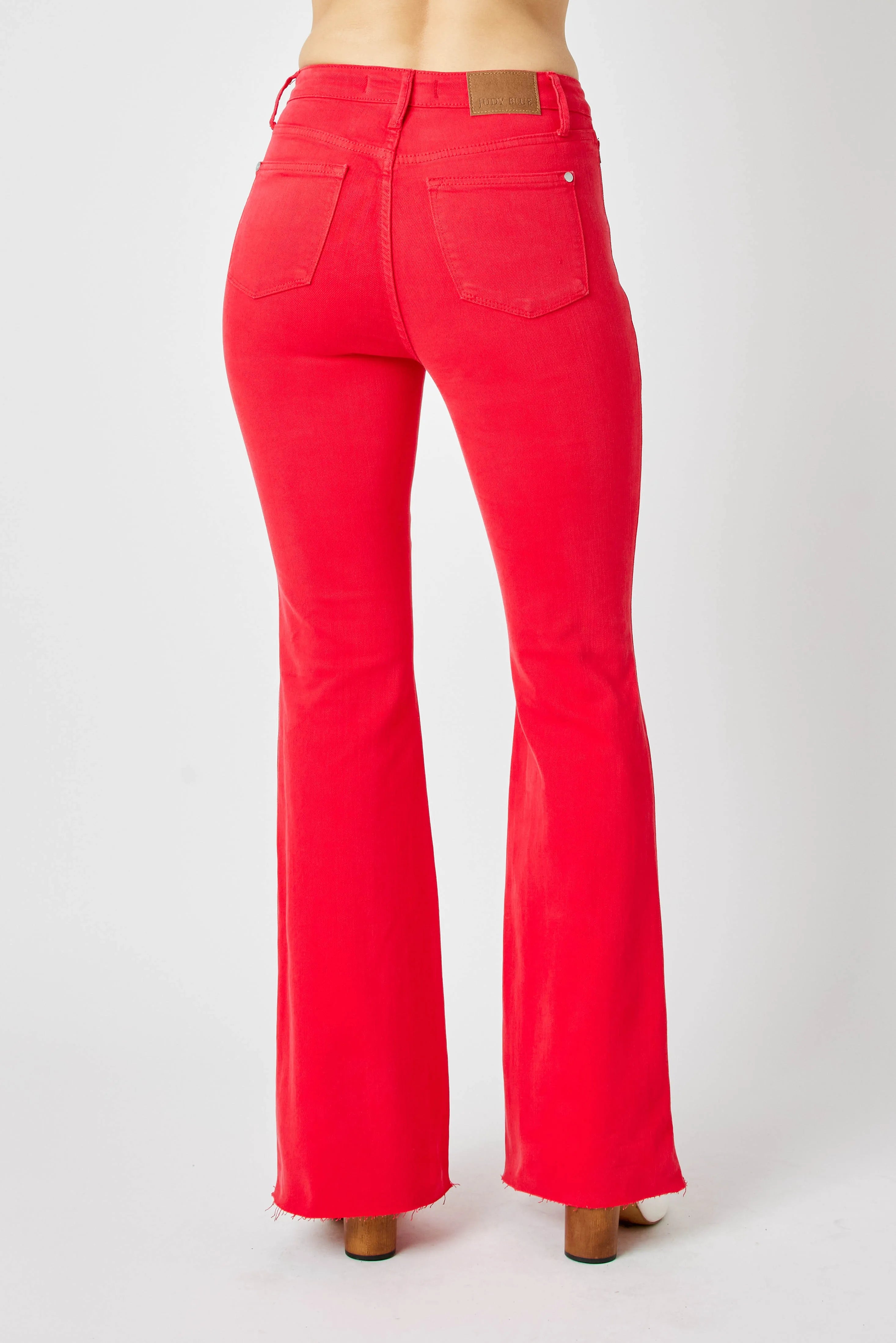 Judy Blue Full Size Hw Tummy Control Garment Dyed Flare Jeans Plus Size OutfitFlow