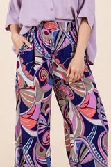 Mittoshop Abstract Print Elastic Waist Wide Leg Pants OutfitFlow
