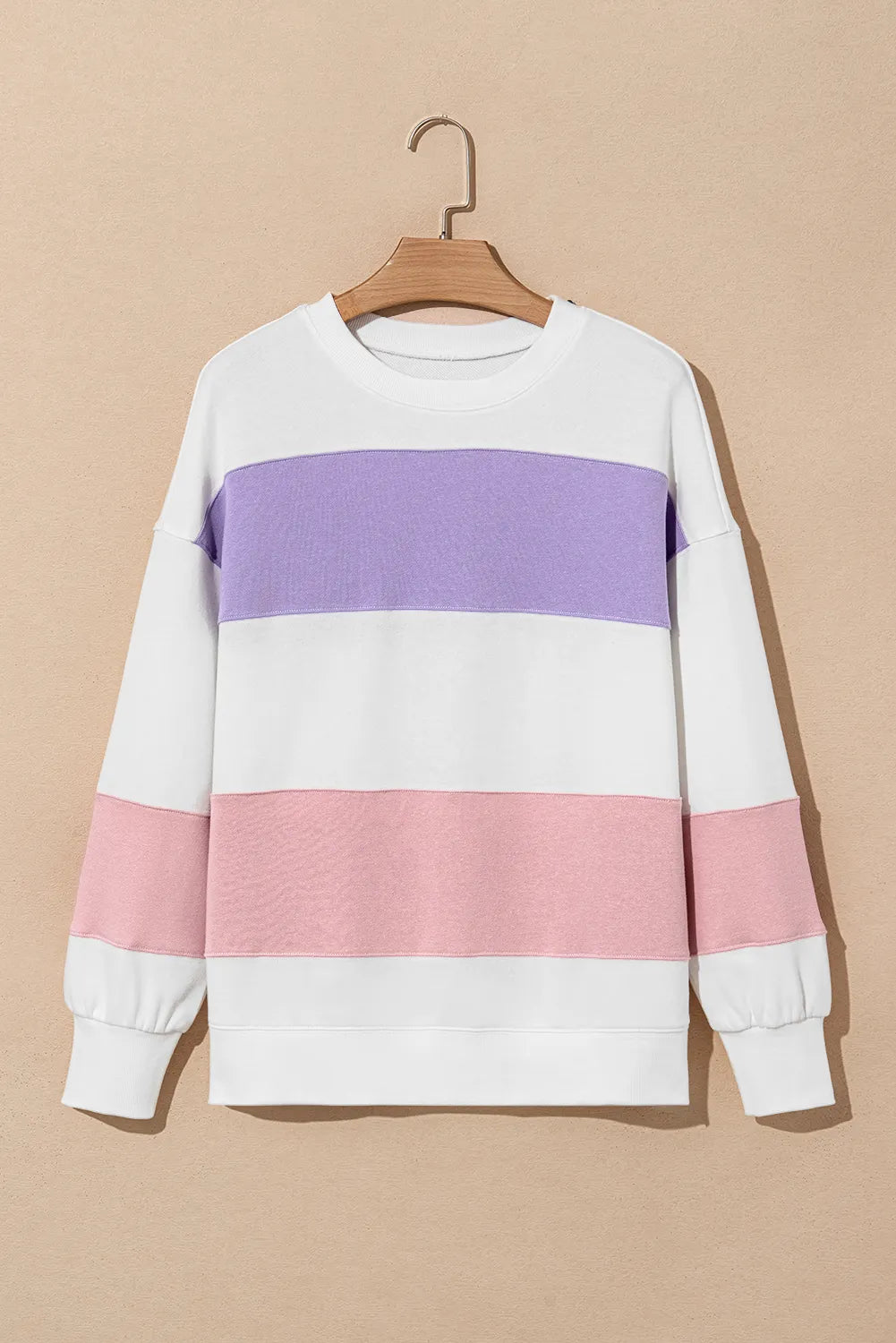 Outfit Flow - Color Block Round Neck Long Sleeve Sweatshirt