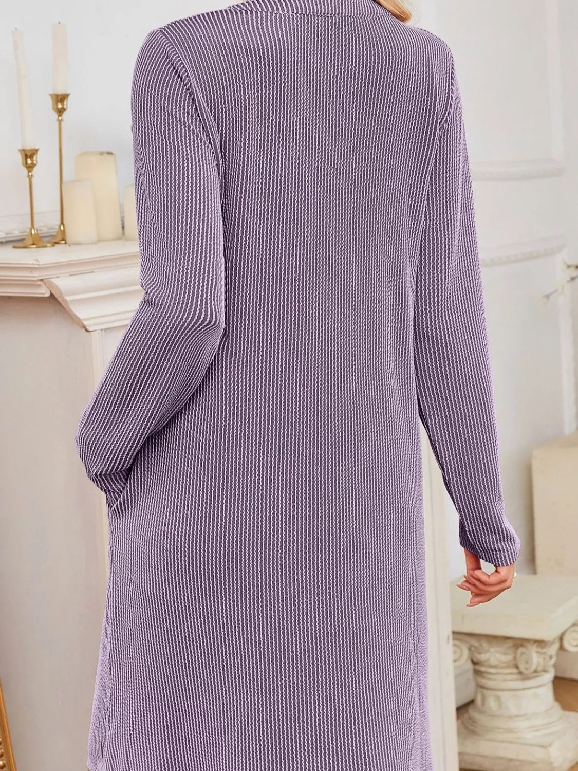 Casual Ribbed Knit Long Sleeve Dress Trendsi