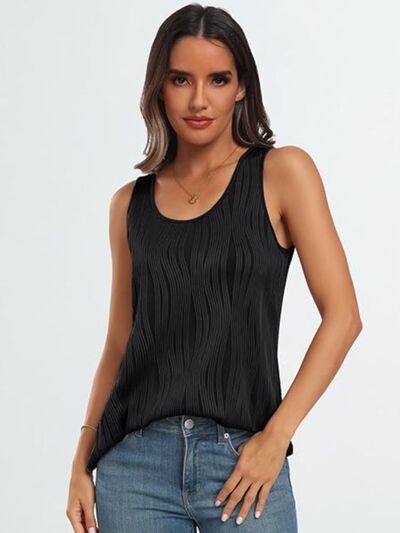 Round Neck Wide Strap Tank OutfitFlow