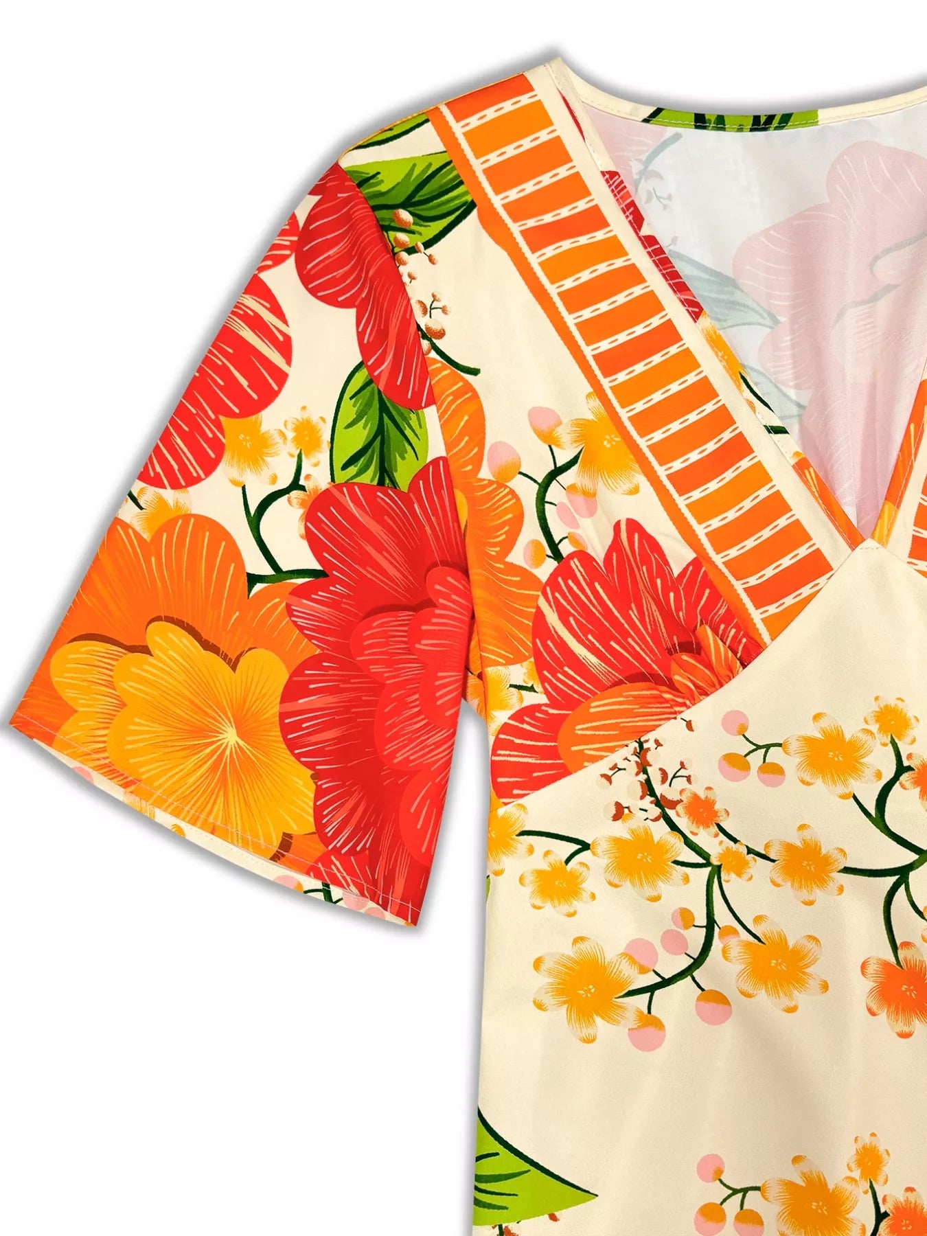 Floral Print V-Neck Maxi Dress Trendsi