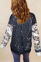 Outfit Flow - Leopard Round Neck Long Sleeve Sweatshirt