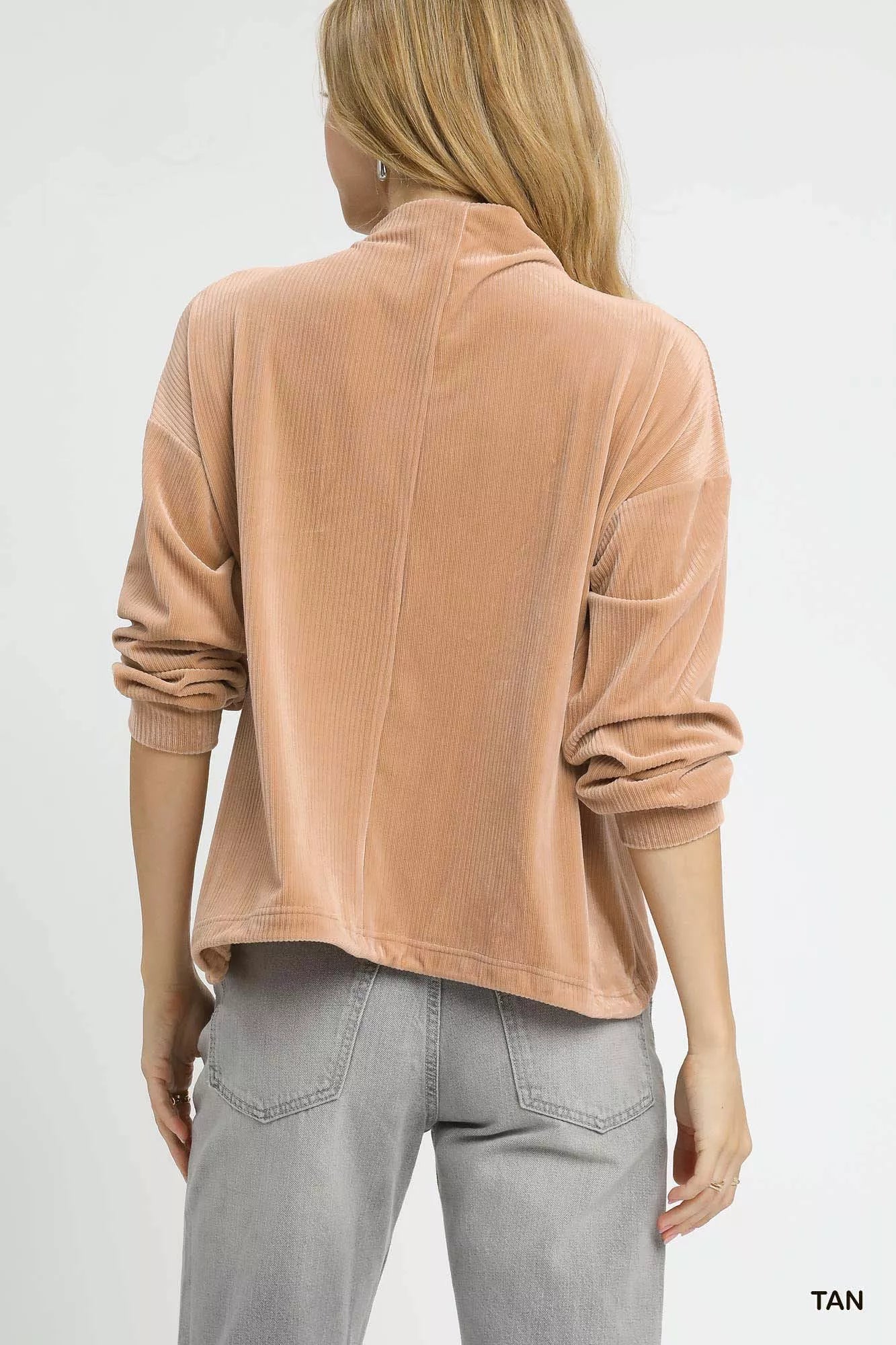 Umgee Ribbed Drawstring Hem Knit Top OutfitFlow
