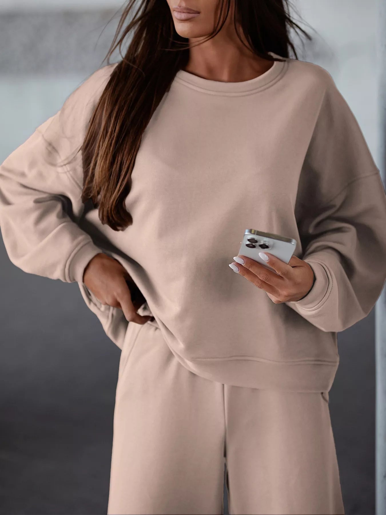 Casual Loose Fit Top and Pants Two-Piece Set OutfitFlow