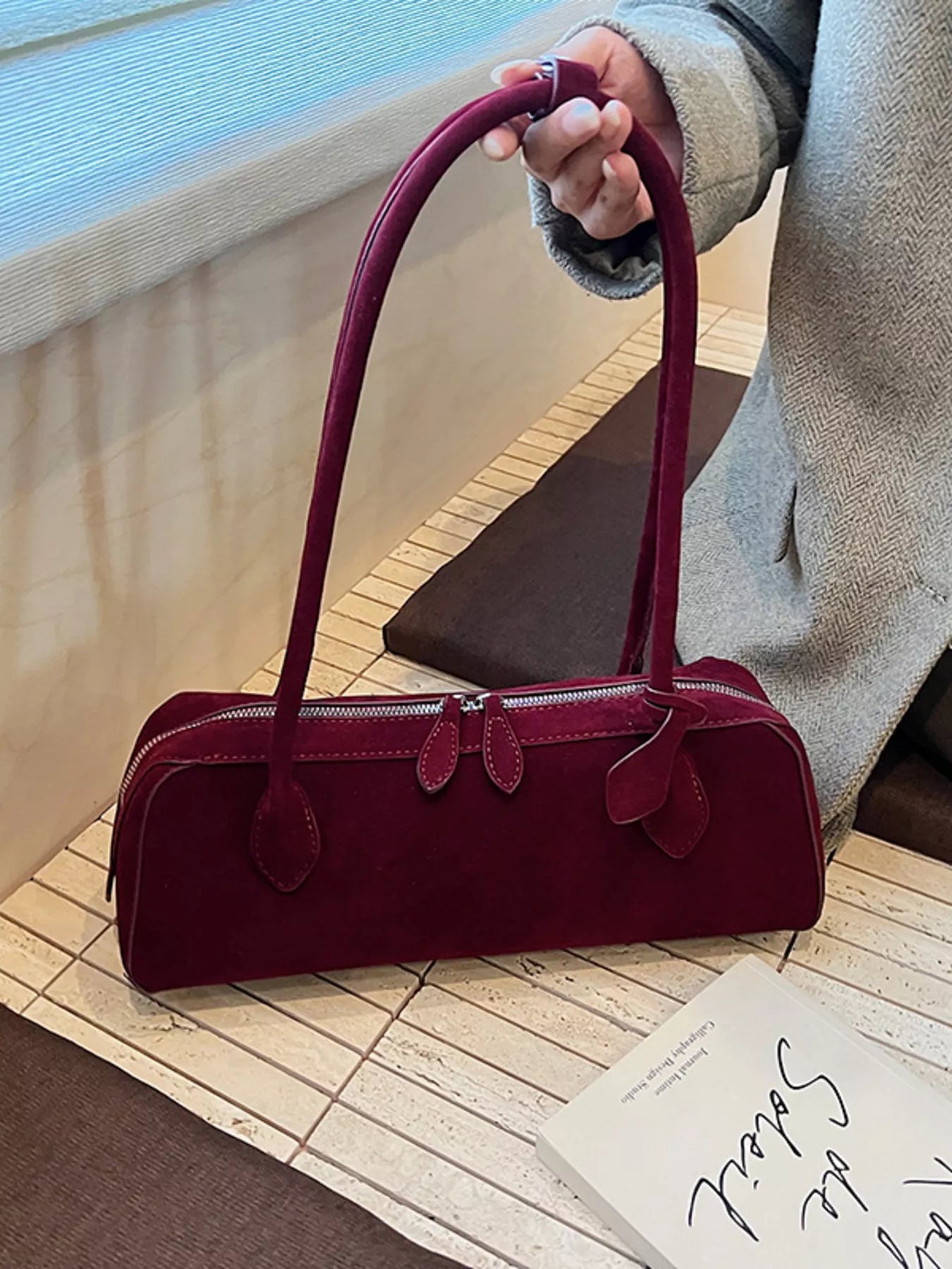 Solid Color Shoulder Bag Trendsi