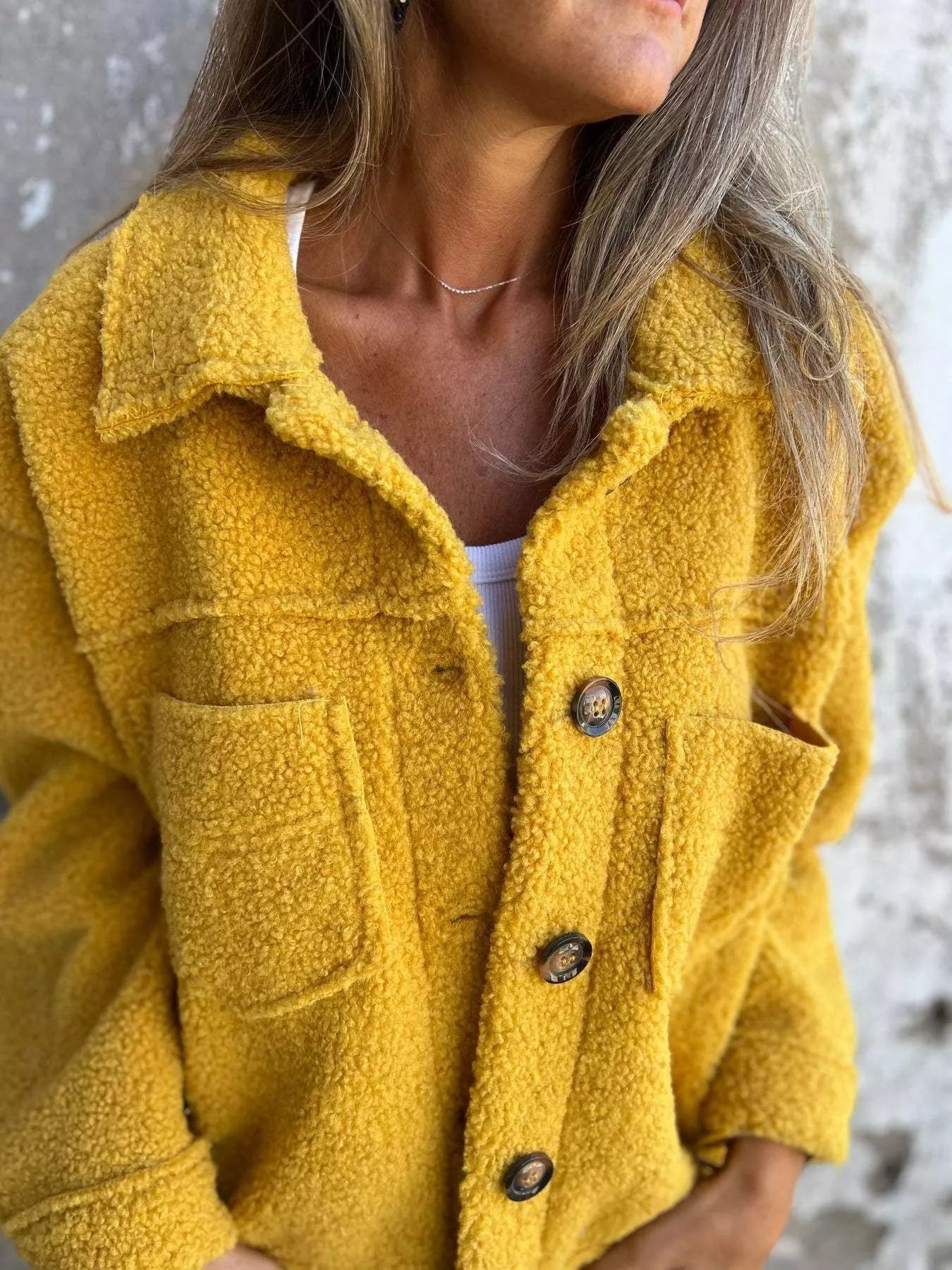 Full Size Single-Breasted Sherpa Shacket Plus Size OutfitFlow