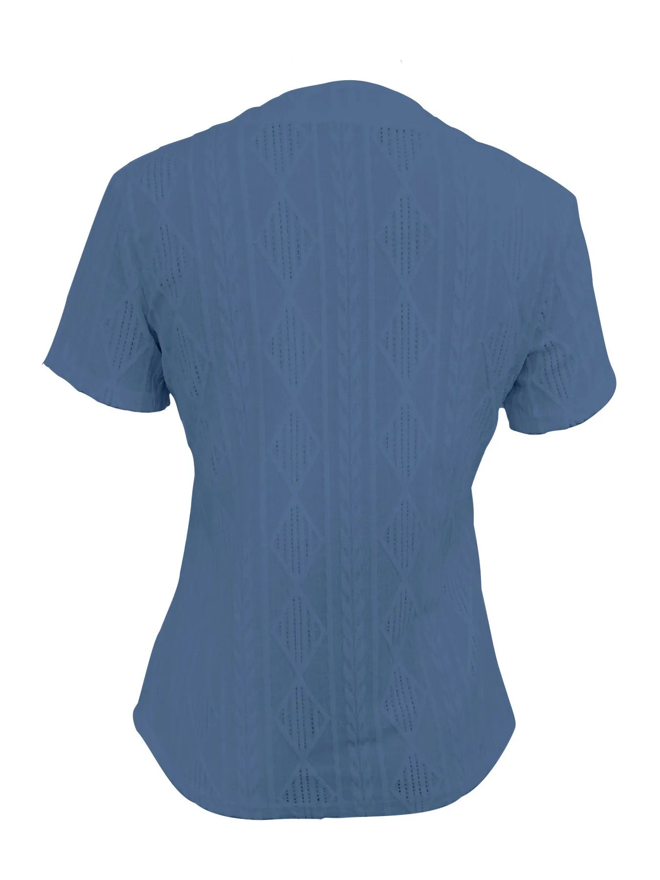 Textured Notched Short Sleeve Blouse OutfitFlow