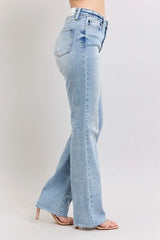Judy Blue Full Size Mid Rise Light Wash Dad Jeans Plus Size OutfitFlow