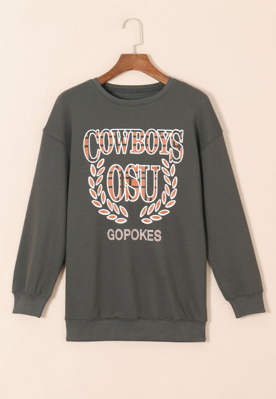 Outfit Flow - Letter Graphic Round Neck Long Sleeve Sweatshirt