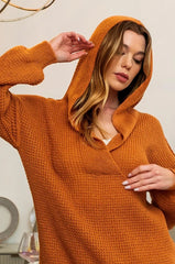 BiBi Raw Edge Detail V-Neck Sweater Hoodie OutfitFlow
