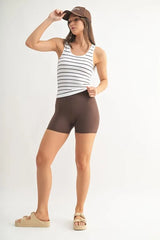 MONO B Striped Seamless Ribbed Tank OutfitFlow