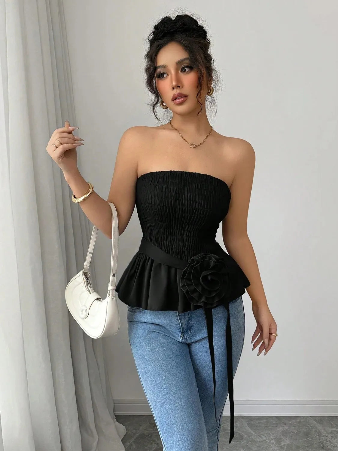 Flower Smocked Tube Top OutfitFlow