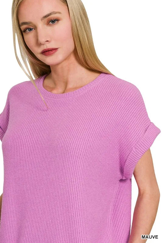 Zenana Rolled Sleeve Top and Pants Sweater Set OutfitFlow