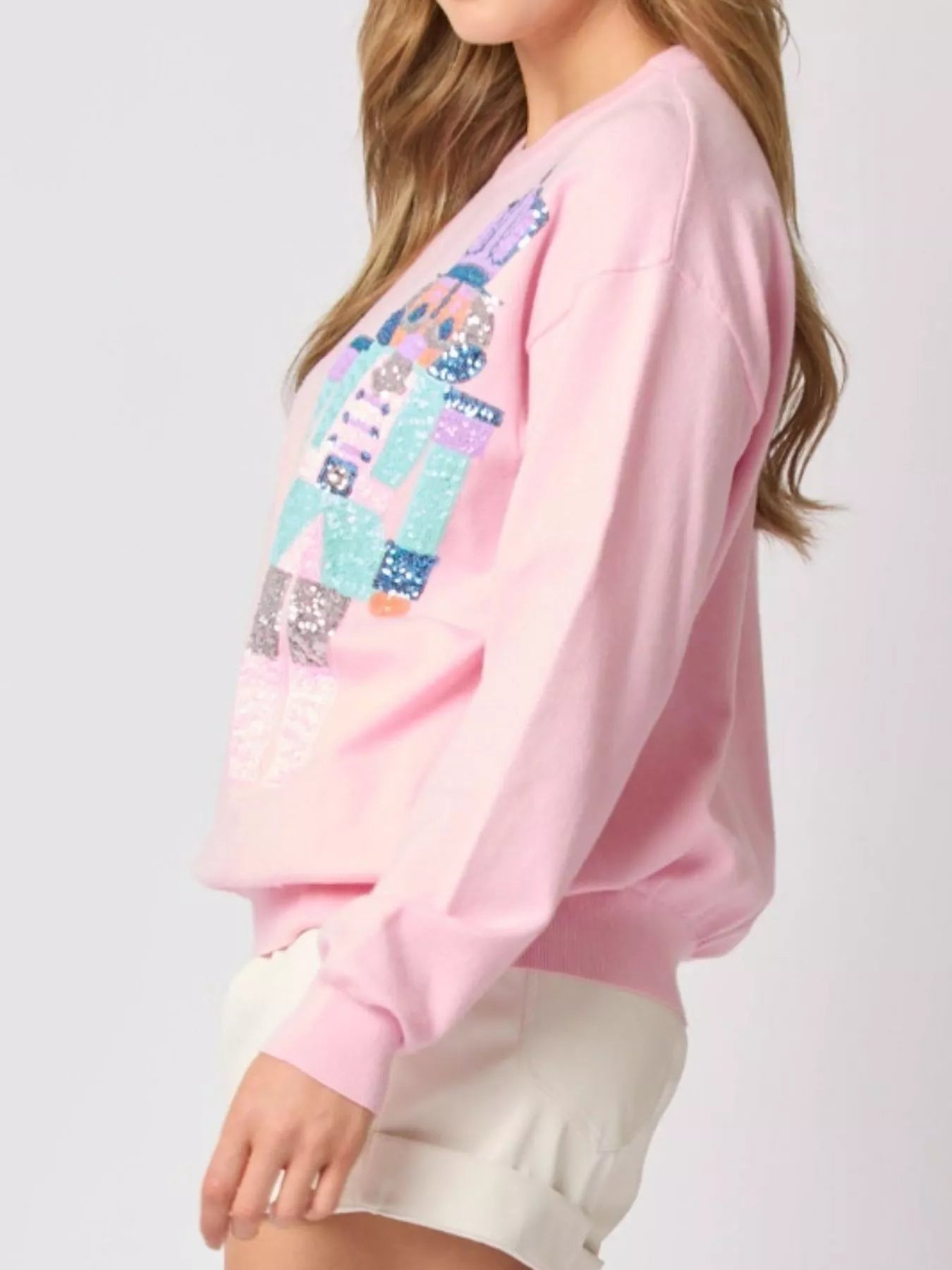 Sequined Nutcracker Long Sleeve Sweatshirt OutfitFlow