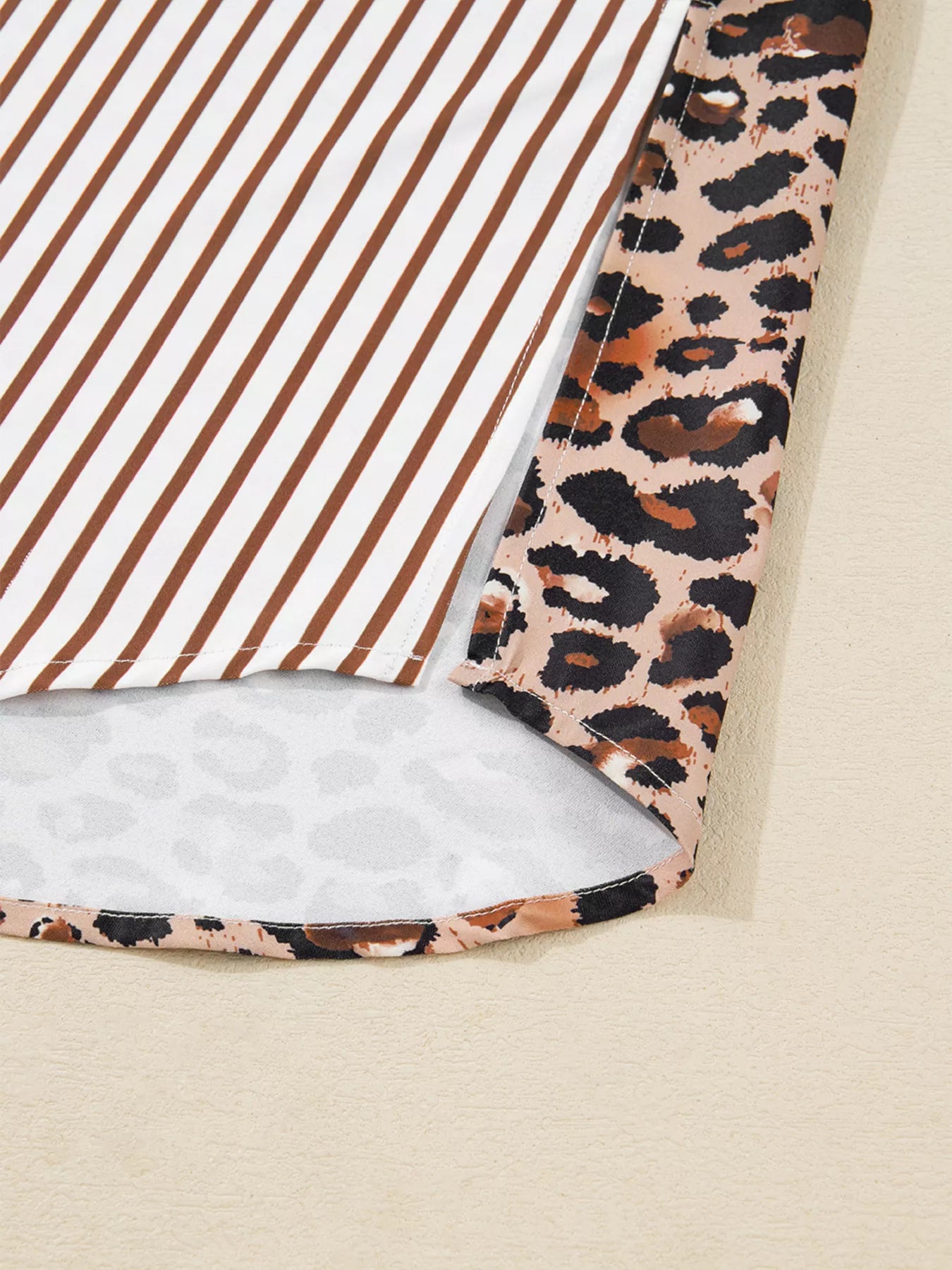 Striped Leopard Print Button Up Shirt Dress Trendsi