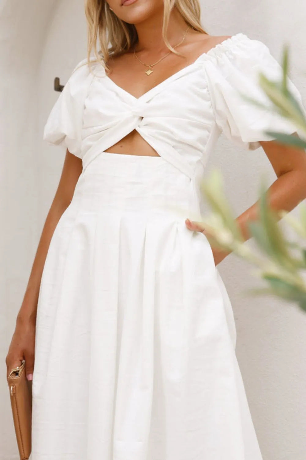 Sweetheart Neck Puff Sleeve Dress OutfitFlow