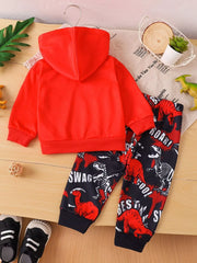 Children's Dinosaur Long Sleeve Hoodie and Pants Set Trendsi