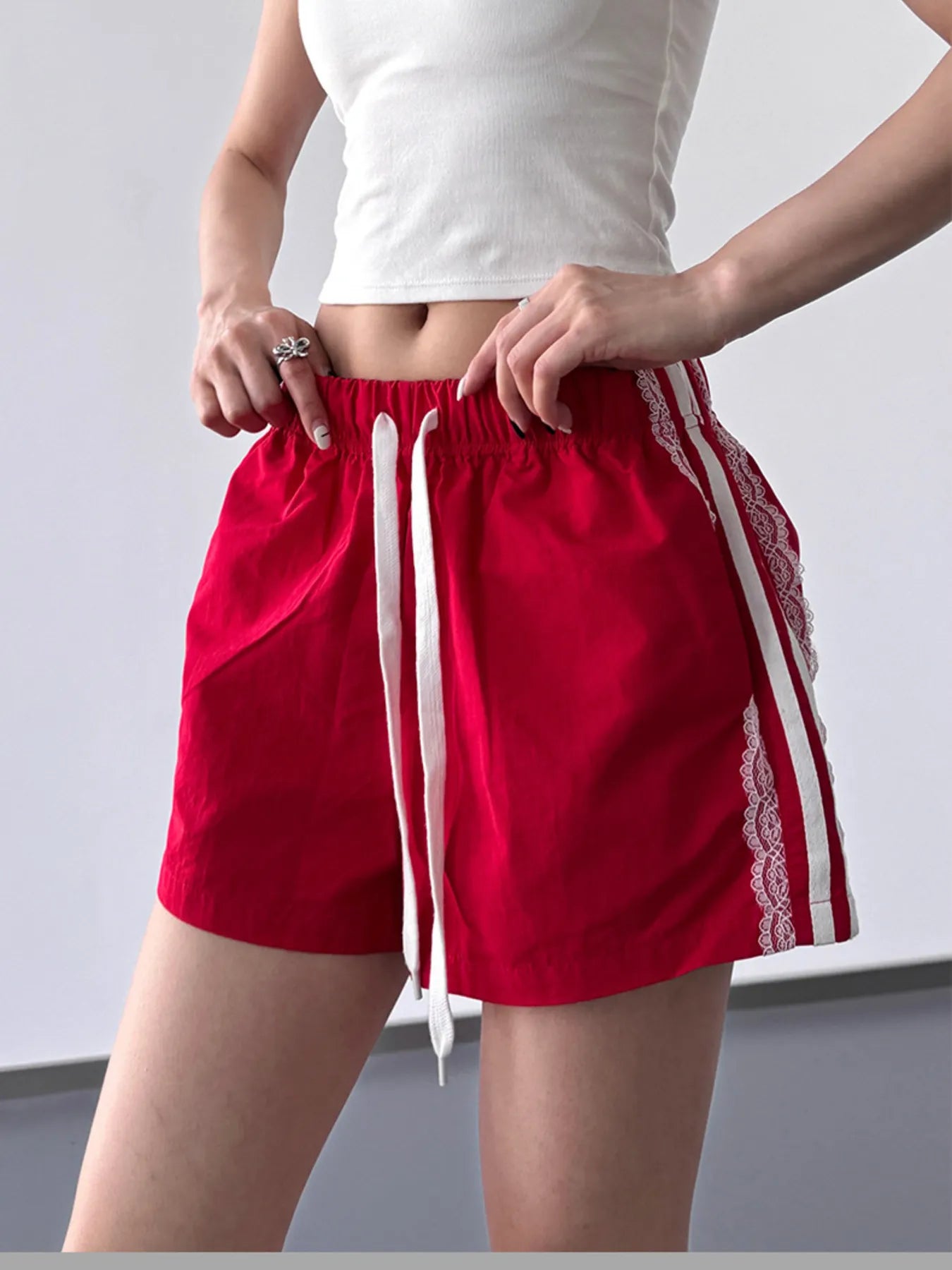 Side Stripe Drawstring Shorts OutfitFlow