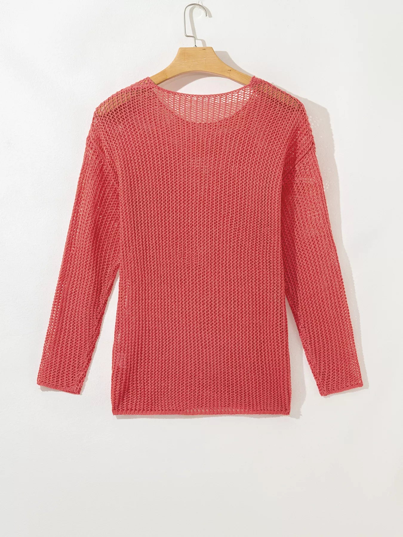 Crochet Hollow Out Long Sleeve Knit Top OutfitFlow