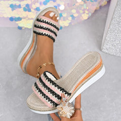 Open Toe Wedge Sandals Blush Pink OutfitFlow